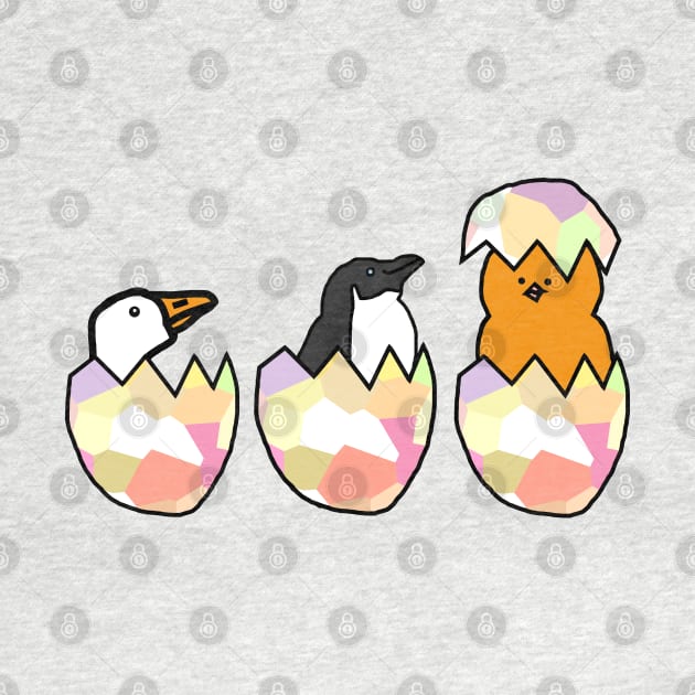 Three Funny Easter Eggs Hatching by ellenhenryart